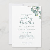 Elegant Greenery Wedding Reception Enkel in Kaart (Voorkant)