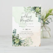 Elegant Greenery Wedding Reception Enkel in Kaart (Staand voorkant)