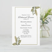 Elegant Greenery Wedding Rehearsal Kaart (Staand voorkant)