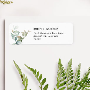 Elegant Greenery Wedding Return Address Etiket