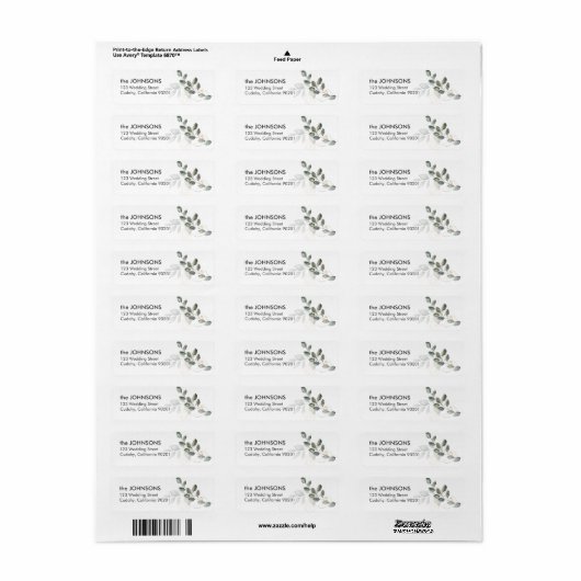 Elegant Greenery Wedding Return Address Label (Full Sheet)
