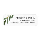 Elegant Greenery Wedding Return Address Label (Voorkant)