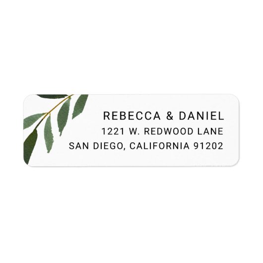 Elegant Greenery Wedding Return Address Label (Voorkant)