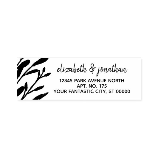 Elegant Greenery Wedding Return Address Zelfinktende Stempel (Design)