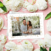 Elegant Greenery Wedding Save the Date Foto Kaart