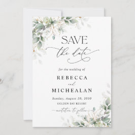 Elegant Greenery Wedding Save The Date Kaart