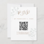 Elegant Greenery Wedding Scan Code RSVP Kaartje (Voorkant)
