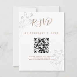 Elegant Greenery Wedding Scan Code RSVP Kaartje