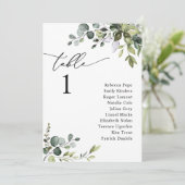 Elegant Greenery Wedding Seating Chart Table Kaart (Staand voorkant)