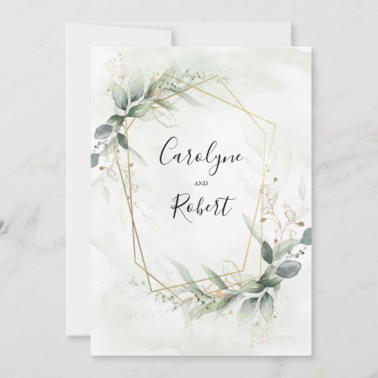 Elegant Greenery Wedding Sjabloon Kaart (Achterkant)