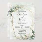 Elegant Greenery Wedding Sjabloon Kaart (Voorkant / Achterkant)