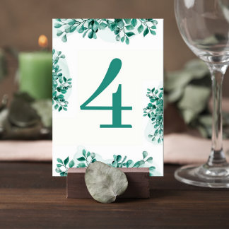Elegant Greenery Wedding Table Number Card Kaart