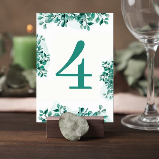 Elegant Greenery Wedding Table Number Card Kaart
