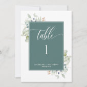 Elegant Greenery Wedding Table Number, groen (Voorkant)