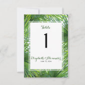 Elegant Greenery Wedding Table Number Kaart (Voorkant)