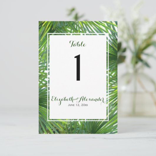 Elegant Greenery Wedding Table Number Kaart (Staand voorkant)