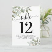 Elegant Greenery Wedding Table Number Kaart Grote (Staand voorkant)