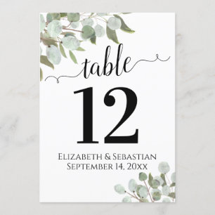 Elegant Greenery Wedding Table Number Kaart Grote