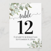 Elegant Greenery Wedding Table Number Kaart Grote (Voorkant)
