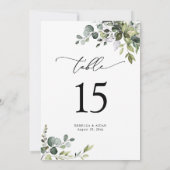 Elegant Greenery Wedding Table Number Kaarten (Achterkant)
