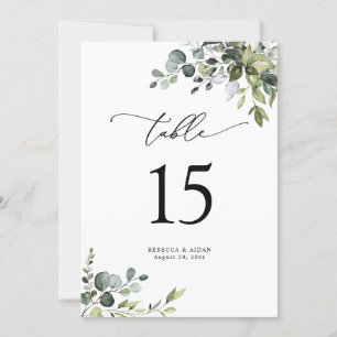 Elegant Greenery Wedding Table Number Kaarten