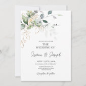 Elegant Greenery Wedding-uitnodiging Kaart (Voorkant)