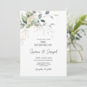 Elegant Greenery Wedding-uitnodiging Kaart (Staand voorkant)