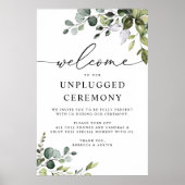 Elegant Greenery Wedding Unplugged Ceremony Poster (Voorkant)