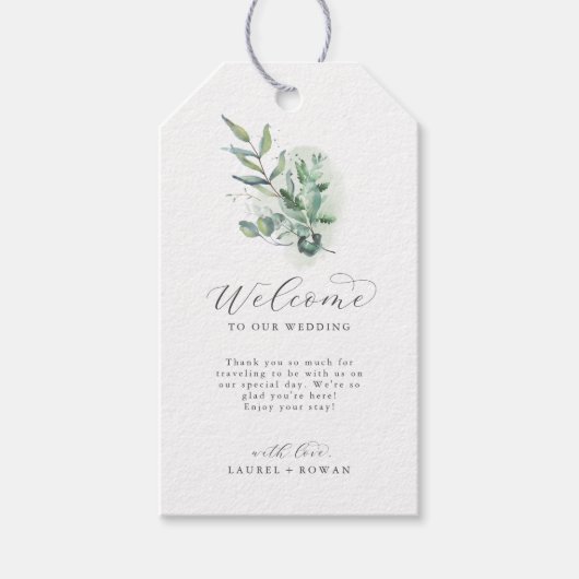Elegant Greenery Wedding Welcome Gift Labels Cadeaulabel (Voorkant)