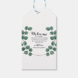 Elegant Greenery Wedding Welcome Gift Tags Cadeaulabel