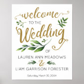 Elegant Greenery Wedding Welcome Poster (Voorkant)