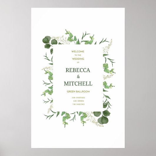 Elegant Greenery Wedding Welcome Poster (Voorkant)