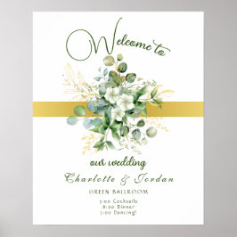 Elegant Greenery Wedding Welcome Poster