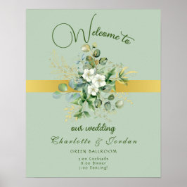 Elegant Greenery Wedding Welcome Poster