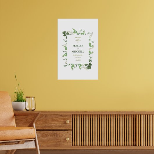 Elegant Greenery Wedding Welcome Poster (Woonkamer 2)