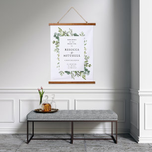 Elegant Greenery Wedding Welcome Sign Hangend Wandkleed