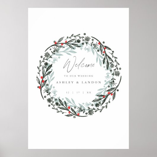 Elegant greenery wedding welcome sign poster (Voorkant)