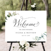 Elegant Greenery Wedding Welcome Sign Poster