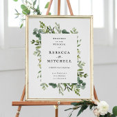 Elegant Greenery Wedding Welkom Poster