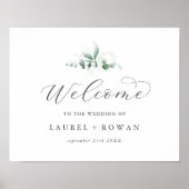 Elegant Greenery Wedding Welkom Poster (Voorkant)