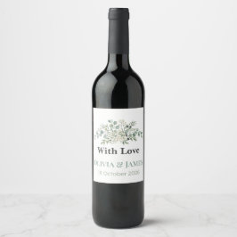 Elegant Greenery Wedding Wine Bottle Labels Wijn Etiket