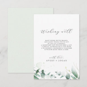 Elegant Greenery Wedding Wishing Well Kaart