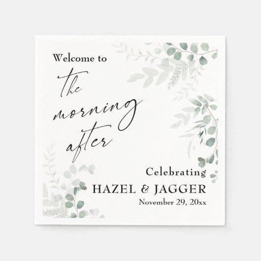 Elegant Greenery Welkom na de ochtend Servet (Voorkant)