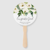 Elegant Greenery White Floral Afstuderen Handwaaier (Achterkant)