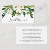 Elegant Greenery White Floral Aftercare Lashes Visitekaartje (Voorkant / Achterkant)
