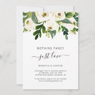 Elegant Greenery White Floral Elopement Wedding Aankondiging