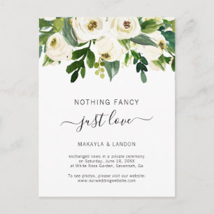 Elegant Greenery White Floral Elopement Wedding Aankondigingskaart