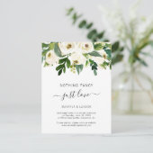 Elegant Greenery White Floral Elopement Wedding Aankondigingskaart (Staand voorkant)