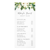 Elegant Greenery White Floral Salon Price List Reclamekaart (Voorkant)