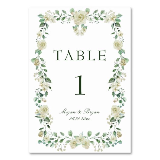 Elegant Greenery White Floral Wedding Kaart (Voorkant)